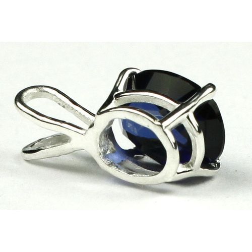 Created Blue Sapphire, 925 Sterling Silver Pendant, SP002