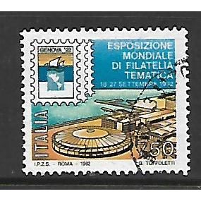 ITALY 1992 GENOVA THEMATIC STAMP EXHIBITION 750L EMBLEM & VENUE SG2149 FINE USED