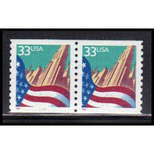 3280 33c U.S. Flag Over City Very Fine MNH CNP Left 1111 PA2060