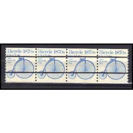 Used 1901a 5.9c Bicycle Fine Strip of 4 PreCnx CA0744
