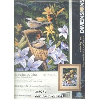 Chickadees & Lilies Needlepoint Craft Kit 20068