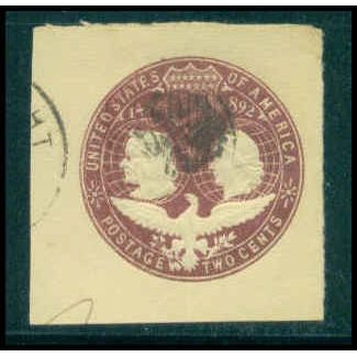Used U349 2c Columbus and Liberty Fine Cut Square TIII WA2918