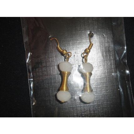 Beautiful unique milky white spring coil look earrings