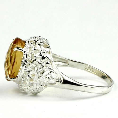Citrine, 925 Sterling Silver Antique Style Filigree Ladies Ring, SR009