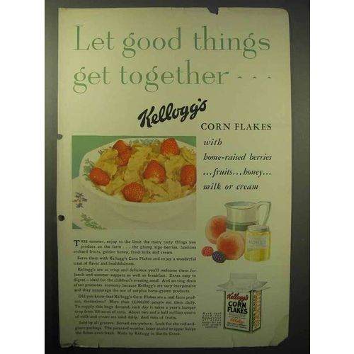 1930 Kellogg's Corn Flakes Cereal Ad - Good Things