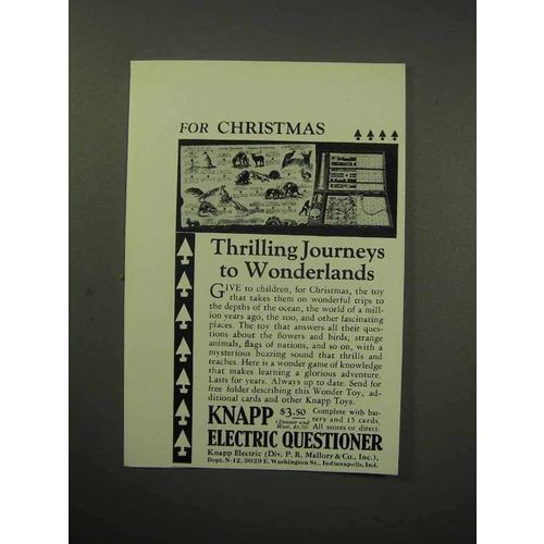 1930 Knapp Electric Questioner Game Ad - Wonderlands