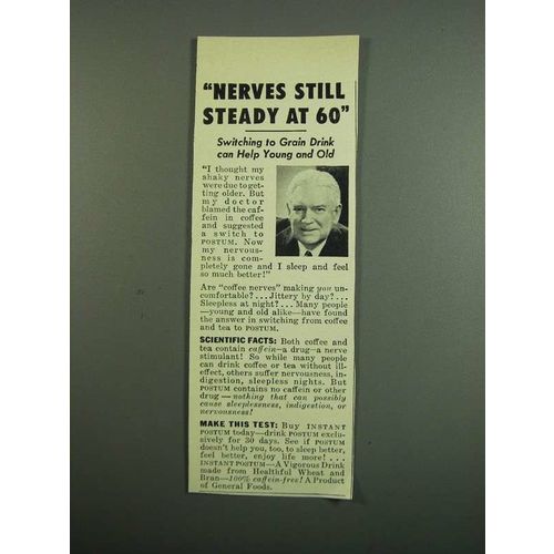 1950 General Foods Postum Drink Ad - Nerves Steady