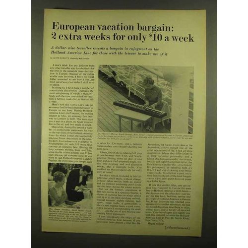 1965 Holland-America Line Ad - European Vacation