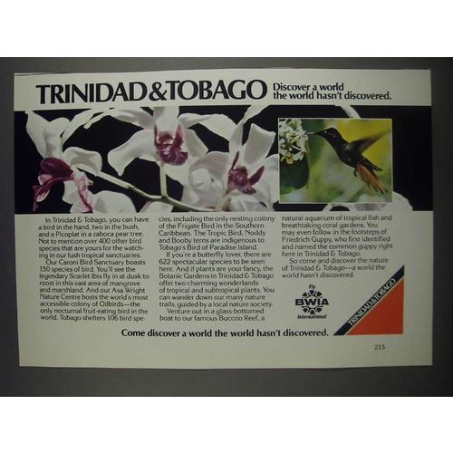 1985 BWIA Airlines Ad - Trinidad & Tobago