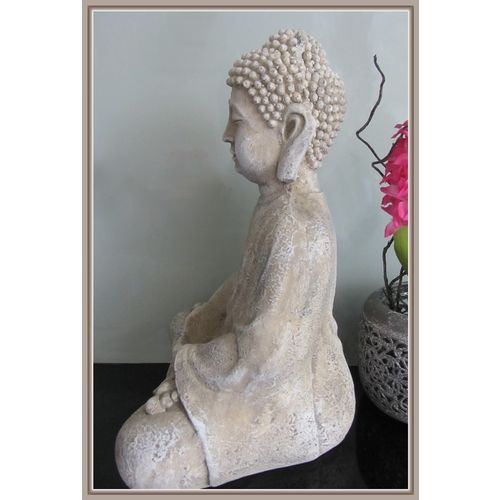 Buddha DVARAVATI dekorative Figur, H30 cm Stein Skulptur, Statue, Feng Shui 803