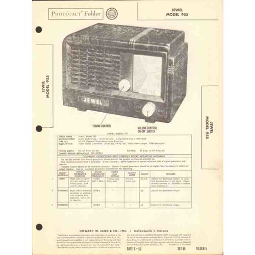 JEWEL model 955 4 tube AM radio receiver Sams Photofact manual