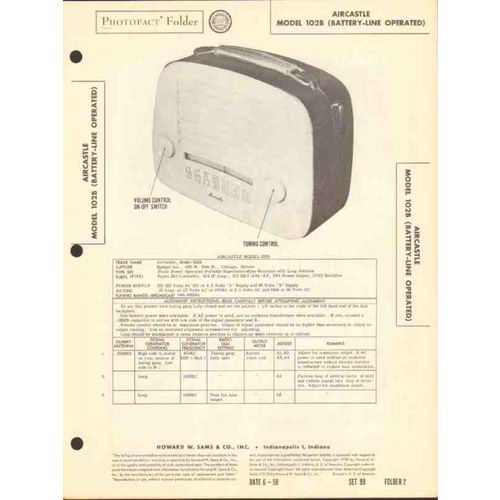 AIRCASTLE model 102B 5 tube AM radio receiver Sams Photofact manual