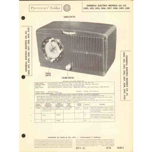 GENERAL ELECTRIC model 64 65 50x 530 AM radio Sams Photofact manual