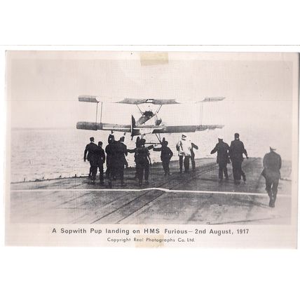 SOPWITH PUP on HMS Furious 1917. postcard 1967 50th anniv..