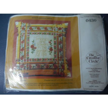 The Creative Circle 0430 Friendship Pillow Kit Vintage 1982 Embroidery Craft