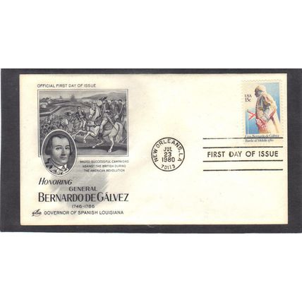FDC Art Craft 1826 15c Bernardo Galvez (Cachet-U/A) CV00333