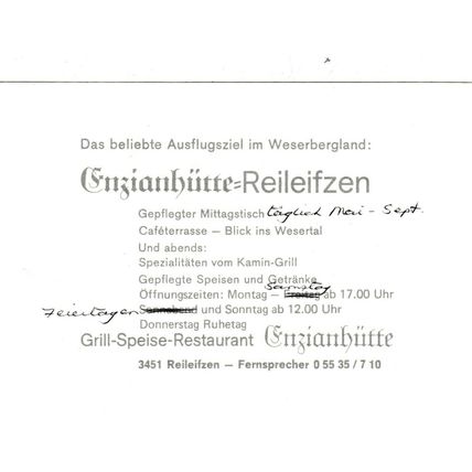 Enzianhutte Restaurant Reileifzen Germany Postcard used VGC