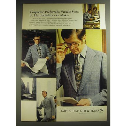 1974 Hart Schaffner & Marx Viracle Suit Ad - Corporate Preferreds