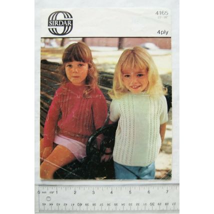 Vintage: Sirdar 4165 long or short sleeve jumper, 4 ply,