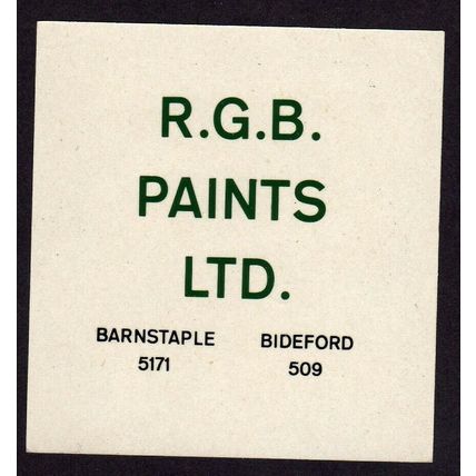 1964 unused RGB Paints, Bideford & Barnstaple waterslip transfer label