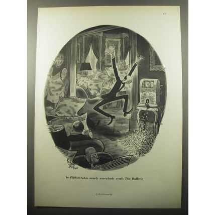 1950 The Bulletin Newspaper Ad - cartoon by Richard Decker - Slot Machine