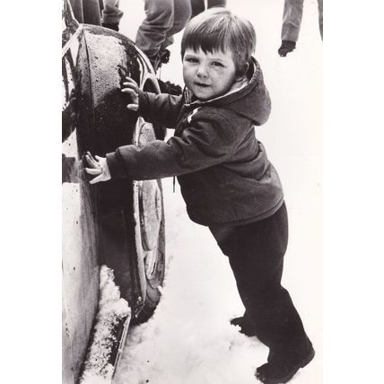 ZH Prince Maurits Holland Playing With Car Snow RPC Postcard