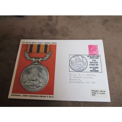 1971 National Army Museum GB Cover - The British South Africa Company Medal
