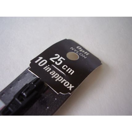 New Unused Black Nylon 10" 25 cm Zip Opti