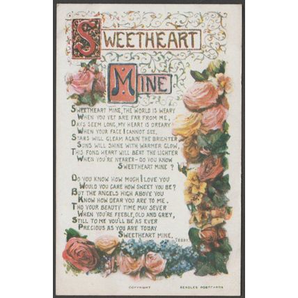 Greetings - Sweetheart Mine, c.1915 - Beagles Postcard