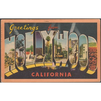 Greetings From Hollywood, California, 1956 - Longshaw Card Co Postcard