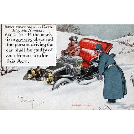 Mad Motorist With Biggles Glasses Policeman Arrest Old Comic Postcard