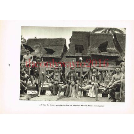 Nias, Men in War Dress, Sumatra, Malaysia, Photo Book Illustration 1935