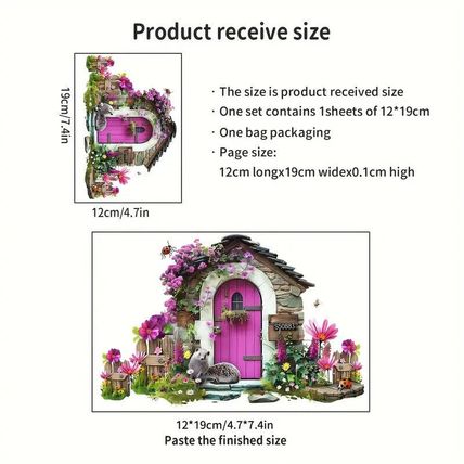 3D Fairy Garden Vinyl Skirting Board/Wall Decal Hedgehog/Flowers UK Seller