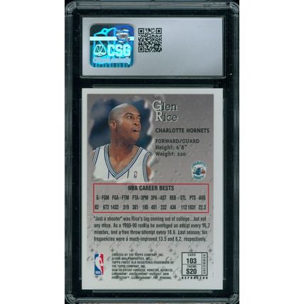 1996-97 Finest Refractors #103 Glen Rice S CSG 9 Mint