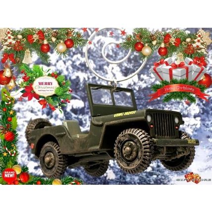 RARE CHRISTMAS ORNAMENT USMC WILLYS™ ARMY JEEP MB GPW GREAT GIFT NOVELTY