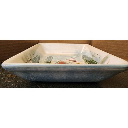 Royal Season's Winter Cabin Snow Flake Christmas Rectangle Serving Dish