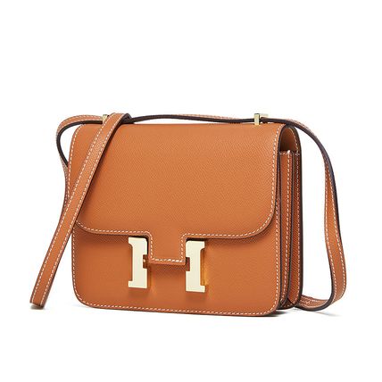 Genuine Leather Women Shoulder Purses and Handbags Orange