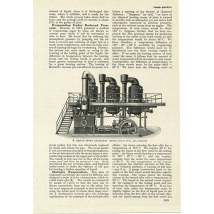 Triple Effet Apparatus, Evaporation, Food Manufacture, Book Illustration, 1906/7