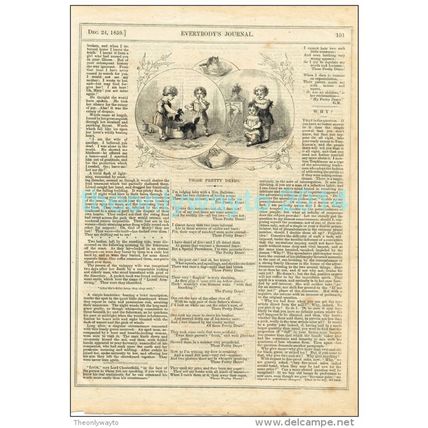 THOSE PRETTY DEARS, ILLUSTRATED POETRY, MAGAZINE ILLUSTRATION/PRINT, c1859