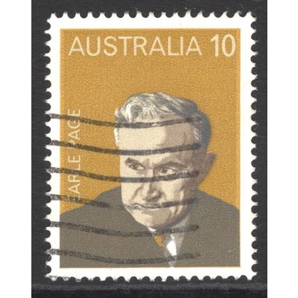 AUSTRALIA 1975: PRIME MINISTERS - 10c EARLE PAGE USED (G3)