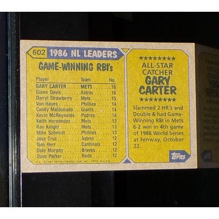 TOPPS 1987 GARY CARTER NATIONAL LEAGUE ALL-STAR BASEBALL CARD #602
