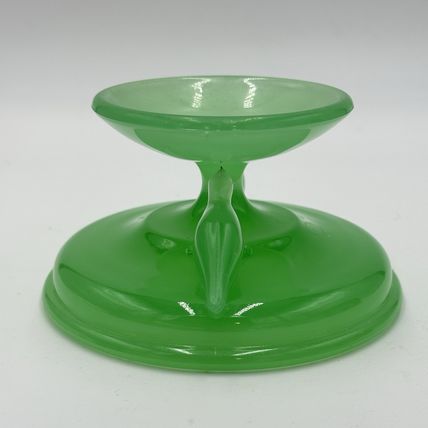 HOUZE Art Glass Jadeite Jade Green Vintage 1930's Bowl Stand Seals 2.5”x 3.5”