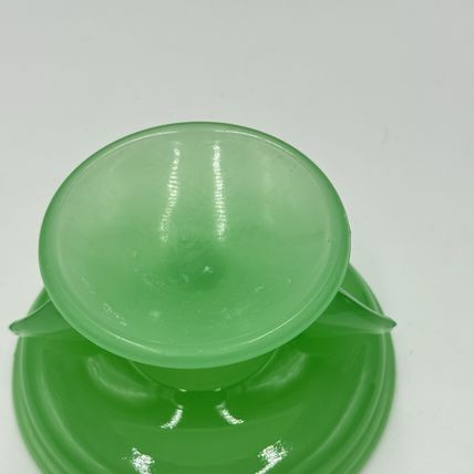 HOUZE Art Glass Jadeite Jade Green Vintage 1930's Bowl Stand Seals 2.5”x 3.5”