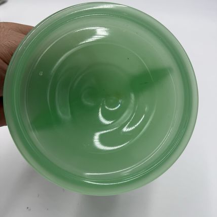 HOUZE Art Glass Jadeite Jade Green Vintage 1930's Bowl Stand Seals 2.5”x 3.5”