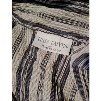 Luisa Calvino Jacket Collezione Blue Grey Stripes Vintage Blazer 10 UK