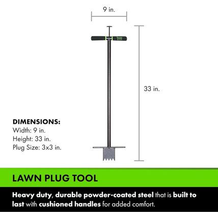 Yard Butler Sod Plugger Turf Cutter and Grass Plug Tool for Zoysia, St. Augustin