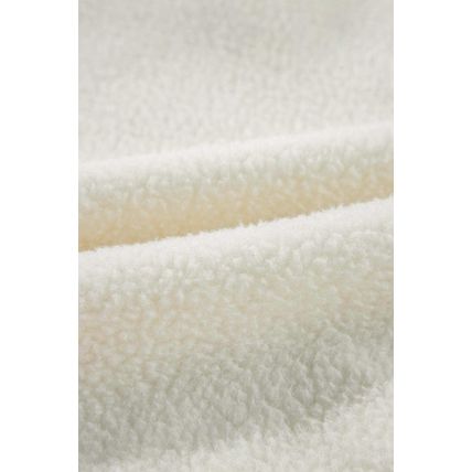 White Fleece Placket Turn-down Collar Drop Shoulder Sweatshirt