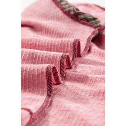 Fushia Mixed Print Patchwork Raglan Ribbed Knit Top