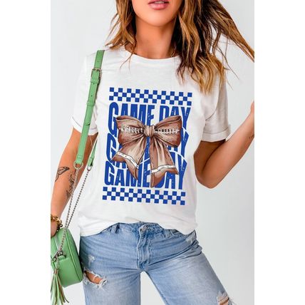 White Rugby Bowknot GAME DAY Graphic Tee