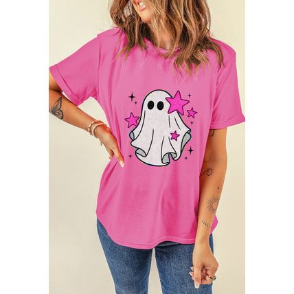 Sachet Pink Glitter Ghost Graphic Halloween T Shirt
